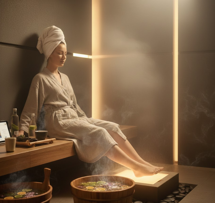 Глибокий оздоровчий посібник із масажу ніг у кімнаті для відпарювання